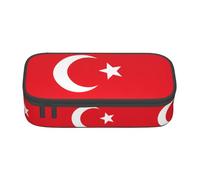 GFXEDSAH Trousse à crayons élégante et fonctionnelle avec imprimé drapeau de la Turquie, petite mais spacieuse, idéale pour les voyages ou un usage quotidien, Noir , Taille unique, Trousse de