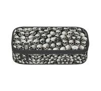 GFXEDSAH Trousse à crayons élégante et fonctionnelle avec imprimé tête de mort noire, petite mais spacieuse, idéale pour les voyages ou un usage quotidien, Noir , Taille unique, Trousse de maquillage