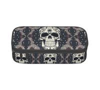 GFXEDSAH Trousse à crayons élégante et fonctionnelle avec motif tête de mort et fleurs - Petit mais spacieux, idéal pour les voyages ou un usage quotidien, Noir , Taille unique, Trousse de maquillage