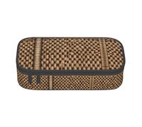 GFXEDSAH Trousse à crayons élégante et fonctionnelle en osier tissé avec impression quadrillée, petite mais spacieuse, idéale pour les voyages ou un usage quotidien, Noir , Taille unique, Trousse de