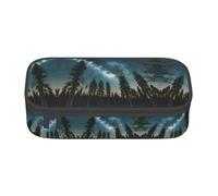 GFXEDSAH Trousse à crayons élégante et fonctionnelle, petite mais spacieuse, idéale pour les voyages ou une utilisation quotidienne Motif ciel nocturne avec arbres, Noir , Taille unique, Trousse de