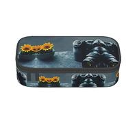 GFXEDSAH Trousse à crayons multifonction en tissu Oxford avec imprimé univers graphique 3D, Noir , Taille unique, Étui à clé