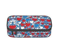 GFXEDSAH Trousse à crayons romantique avec imprimé cœur rouge, élégante et fonctionnelle, petite mais spacieuse, idéale pour les voyages ou un usage quotidien, Noir , Taille unique, Trousse de
