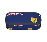 GFXEDSAH Trousses à crayons élégantes et fonctionnelles avec motif drapeau des îles Turques et Caïques, petites mais spacieuses, idéales pour les voyages ou un usage quotidien, Noir , Taille unique