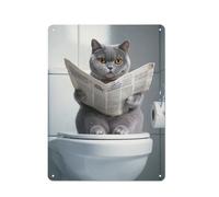 GFXEZZLH Art mural British Shorthair _ Décoration de salle de bain amusante _ British Shorthair in Toilet_ Cat Art _ British Shorthair Gift _ -1_2 Décoration murale en métal Décoration de bar moderne