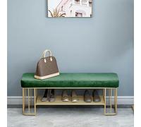 GFXYQPDNV Banc de rangement rembourré à deux niveaux, étagère à chaussures avec étagères ouvertes, cadre en métal, idéal pour entrée, couloir, salon