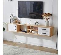 GFXYQPDNV Meuble TV de salon, étagère TV murale flottante, console multimédia de divertissement, grande armoire de rangement pour la maison, le bureau (blanc + gris, 190 x 24 x 28 cm)