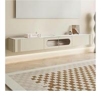 GFXYQPDNV Meuble TV moderne flottant avec porte et 2 tiroirs, support TV étroit, étagère murale flottante pour téléviseurs, 78,7 cm, blanc crème