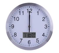 GFYWZ Horloge Murale radiopilotée Changement Heure Automatique, Pendule Murale Radio Pilotée Silencieuse avec Thermomètre und Calendar - Ø 30cm