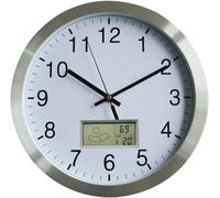 GFYWZ Horloge Murale radiopilotée Changement Heure Automatique, Pendule Murale Radio Pilotée Silencieuse avec Thermomètre hygromètre - Ø 30cm