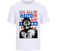 GG Allin Hated in The Nation Mens T-Shirt Cult Murder Junkies Tees Men's Unisex Tee Shirt White(Small)