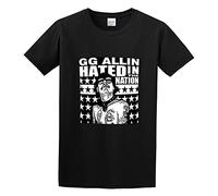 GG Allin Hated in The Nation Punk Rock Black and White Photo Blonde Punk Hip hop Cartoon T-Shirt Black L