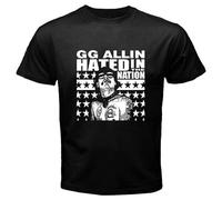 GG Allin Hated in The Nation Punk Rock Icon Men's Black T-Shirt 100% Cotton Casual Top Tees(X-Large)