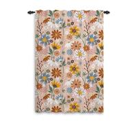 ggaimwf 107x160cm Fleur Rideau à Plis Crayon Imprimé Floral coloré Printemps Languette arrière Passe-Tringle Filtrage de la lumière Intimité Rideaux de fenêtre pour Salon Chambre 1 Panneau