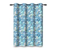 ggaimwf 107x160cm Maison de Dessin animé Rideau à œillets pour Chambre d'enfant Bleu Cabane Arbres Lune Mignon Rustique Occultation Rideaux pour fenêtres Garçons et Filles Salon,1 Panneau Simple