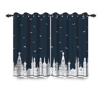 ggaimwf 107x160cm Maison de Dessin animé Rideau à œillets pour Chambre d'enfant Vintage Château Glamour Ville Nuit Occultation Rideaux pour fenêtres Garçons et Filles Salon,2 Panneau