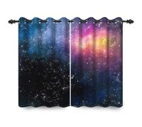 ggaimwf 107x160cm Rideau à œillets Galaxy pour Chambre d'enfant Espace Nébuleuse Onirique Ciel étoilé Séparateurs de pièces Rideaux de fenêtre pour Garçons Filles Salle de Jeux Salon,2 Panneau