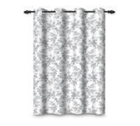 ggaimwf 107x160cm Rideau à œillets Vintage Motifs Floraux Gris Fleur Campagne Style Cottage Shabby Chic À Motifs Séparations de pièces Occultation Rideaux pour fenêtres Chambre Salon,1 Panneau Simple