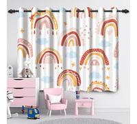 ggaimwf 107x160cm Rideau occultant Arc-en-Ciel pour Chambre d'enfant Style bohème Nuages Étoiles Ciel Fantastique Œillet Rideaux pour fenêtres Bébés Filles Salle de Jeux Salon,2 Panneau