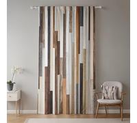 ggaimwf 107x215cm Planche Bois Rideau à Plis Crayon Marron Rayures en Bois Passe-Tringle Rideau de Porte Patte arrière Filtrage la lumière Intimité Rideaux fenêtre pour Salon Salle à Manger 1 Panneau