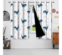 ggaimwf 107x215cm Rideau à œillets pour Chambre d'enfant Motif Animal de Dessin animé Jolie Baleine Étoiles Bleues et Roses Rideaux occultants Garçons et Filles Salle de Jeux Salon,2 Panneau