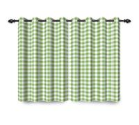 ggaimwf 117x138cm Plaid Rideau à œillets Chiffon Buffalo Vert Sauge et Blanc Vichy Damier Motif Champêtre Thermique Rideaux occultants à œillets pour Chambre à Coucher et Salon,2 Panneau