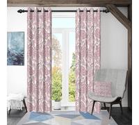 ggaimwf 117x138cm Rideau à œillets Paisley Rose Damassé Fleuri Feuilles Motif Tourbillon Bohème Ferme Isolation Séparations de pièces Occultant Rideaux pour fenêtres Chambre Salon,2 Panneau