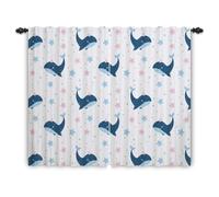 ggaimwf 117x138cm Rideau pour Chambre d'enfant avec Animaux de Dessin animé Jolie Baleine Étoiles Bleues et Roses Filtrage la lumière Rideaux de fenêtre pour Garçons Filles Salle Jeux Salon,2 Panneau