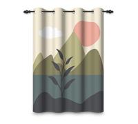 ggaimwf 135x175cm Rideau à œillets Montagne Coucher de soleil Végétal Abstrait Dessin animé Bohème Paysage Minimaliste Peinture artistique Occultant Rideaux pour fenêtre Chambre Salon,1 panneau simple