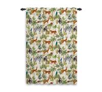 ggaimwf 135x245cm Safari Rideau Passe-Tringle pour Chambre d'enfant Zèbre Orang-outan Tropical Animal Filtrage de la lumière Intimité Pli Crayon Rideaux pour fenêtre Salle Jeux pour bébé,1 Panneau