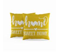 ggaimwf 40x40cm Housse de Coussin Home Sweet Home Jaune Coussins de canapé Lin Doux Taies d'oreiller décoratives pour la Maison pour canapé Salon Chambre Coussins avec Zip Caché Ensemble de 2