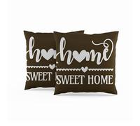 ggaimwf 40x40cm Housse de Coussin Home Sweet Home Marron foncé Coussins de canapé Lin Doux Taies d'oreiller décoratives pour la Maison pour canapé Salon Chambre Coussins avec Zip Caché Ensemble de 2