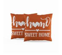 ggaimwf 45x45cm Housse de Coussin Home Sweet Home Orange Coussins de canapé Lin Doux Taies d'oreiller décoratives pour la Maison pour canapé Salon Chambre Coussins avec Zip Caché Ensemble de 2