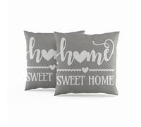 ggaimwf 50x50cm Housse de Coussin Home Sweet Home Gris Coussins de canapé Aspect Lin Doux Taies d'oreiller décoratives pour la Maison pour canapé Salon Chambre Coussins avec Zip Caché Ensemble de 2