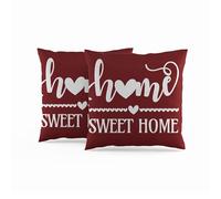 ggaimwf 50x50cm Housse de Coussin Home Sweet Home Rouge Bordeau Coussins de canapé Doux Taies d'oreiller décoratives pour la Maison pour canapé Salon Chambre Coussins avec Zip Caché Ensemble de 2