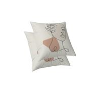ggaimwf Abstrait Housses de Coussin carrées en Aspect Lin pour canapé Maroc Moderne Femme Rose Portrait Jeter des taies d'oreiller Chambre Étui de Coussin avec éclair Invisible 45x45cm Lot de 2