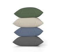 ggaimwf Couleur Unie Housses de Coussin en Lin pour canapé Bleu Vert Coussin pour Le lit Moderne Couleur morand Fait Main Carré Housses de Coussin avec Fermeture éclair Invisible 45x45cm Lot de 4