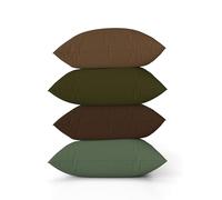 ggaimwf Couleur Unie Housses de Coussin en Lin pour canapé Bois de bûche Coussin pour Le lit Nordique Couleur Forêt Fait Main Carré Housses de Coussin avec Fermeture éclair Invisible 50x50cm Lot de 4
