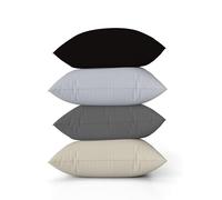 ggaimwf Couleur unie Housses de coussin en lin pour canapé Gris Coussin pour le lit intérieur moderne Couleur morand Fait main Carré Housses de coussin avec fermeture éclair invisible 50x50cm Lot de 4