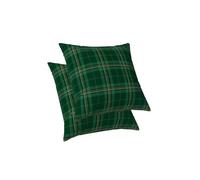 ggaimwf Couvertures d’Oreiller à Carreaux Ferme Oreillers à Carreaux pour canapé Vichy Vert Housse de Coussin Lin Oreillers rustiques pour Chambre Salon Double Face 40x40cm Lot de 2