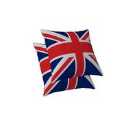 ggaimwf Drapeau Britannique Housses de Coussin Coussins Union Jack Drapeau Britannique Royaume-Uni Housses d'oreiller pour canapé Accueil Taie d'oreiller décorative Chambre Salon 40x40cm Lot de 2