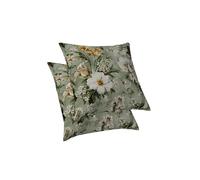 ggaimwf Fleurs Coussin Housses Romantique Rural Taies Oreiller Vert Plantes pour Canapé Divan Lit Chambre Galerie Housses d'oreiller avec Caché Zip 45 x 45 cm Lot de 2