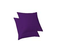 ggaimwf Housses de Coussin en Aspect Lin de Couleur Unie pour canapé Coussin Continental pour lit Double-Face Violet Fait Main Housses de Coussin carrées avec éclair Invisible 40x40cm Lot de 2