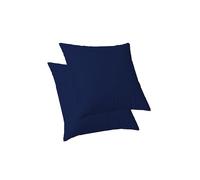 ggaimwf Housses de Coussin en Lin de Couleur Unie pour canapé Coussin Continental pour lit Double-Face Bleu foncé Fait Main Housses de Coussin carrées avec Fermeture éclair Invisible 40x40cm Lot de 2