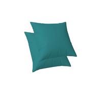 ggaimwf Housses de Coussin en Lin de Couleur Unie pour canapé Coussin Continental pour lit Double-Face Sarcelle Fait Main Housses de Coussin carrées avec Fermeture éclair Invisible 60x60cm Lot de 2