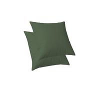 ggaimwf Housses de Coussin en Lin de Couleur Unie pour canapé Coussin Continental pour lit Double-Face Gris Vert Fait Main Housses de Coussin carrées avec Fermeture éclair Invisible 40x40cm Lot de 2