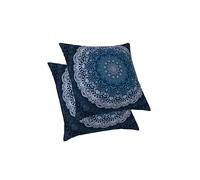 ggaimwf Housses de Coussin Mandalas Motif de Fleurs Marine Boussole Arabesque Ethnique Style Boho Housse de Coussin Bleu Coussins traversins pour canapé Lit Coussins décoratifs 40x40cm Ensembles 2