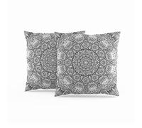 ggaimwf Housses de Coussin marocaines 40x40cm Gris Coussins Ethniques Boho Style Indien Abstrait Mandala Arabesque Méditation Moderne Housse de Coussin pour canapé Salon Lit Taie d'oreiller Lot de 2