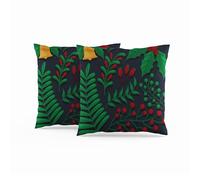 ggaimwf Lot de 2 Feuille Housses de Coussin Lin Fin Jetez des taies d’Oreiller Vert Rouge Plantes Tinter Brillant Housse de Coussin décorative pour Famille Extérieur Salon Chambre Canapé 50x50cm