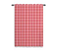 ggaimwf Motif Vichy Rideaux à Carreaux Rouge et Blanc,135x175cm,1 pièce | Vichy géométrique Rideaux.Ferme moderne.Passe-tringle fenêtre Porte Intimité Salon Chambre Maison Bureau Placard.